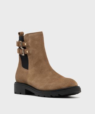 Boots dessus cuir suédé avec semelle crantée femme - Tanéo vue2 - TANEO - GEMO