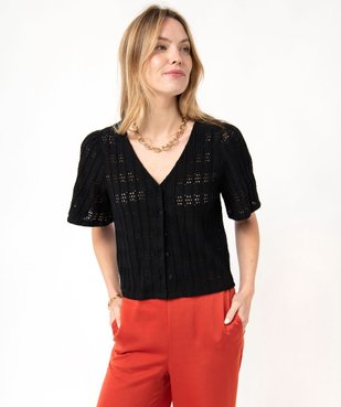 Chemise à manches courtes en maille ajourée femme vue2 - GEMO(FEMME PAP) - GEMO