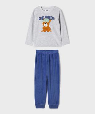 Pyjama en velours 2 pièces bicolore motif chien garçon vue1 - GEMO (ENFANT) - GEMO