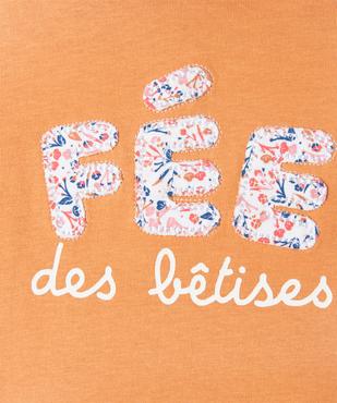 Tee-Shirt bébé fille avec inscription brodée et col froncé vue3 - GEMO(BEBE DEBT) - GEMO