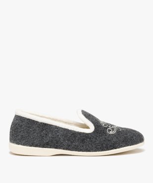Chaussons femme pantoufles confort en feutrine brodée vue1 - G'FLEX - GEMO