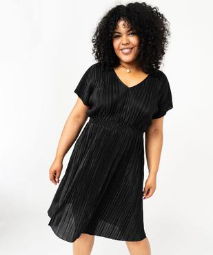 Robe manches courtes en maille plissée femme grande taille vue2 - GEMO (G TAILLE) - GEMO