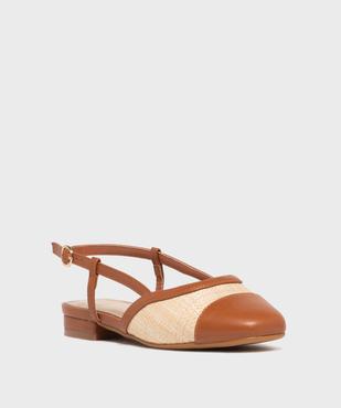 Escarpins slingback à talon plat bimatières femme - Follow Me vue2 - FOLLOW ME - GEMO