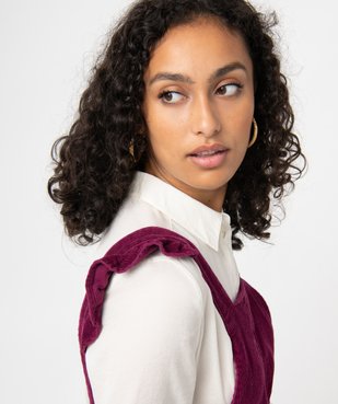 Robe femme en velours côtelé forme salopette vue2 - GEMO(FEMME PAP) - GEMO