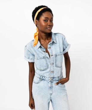 Combinaison pantalon en jean à manches courtes femme vue2 - GEMO 4G FEMME - GEMO