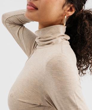 Tee-shirt manches longues à col roulé femme vue3 - GEMO(FEMME PAP) - GEMO