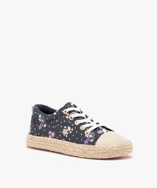 Baskets fille en toile imprimée et semelle recouverte de corde vue2 - GEMO 4G FILLE - GEMO
