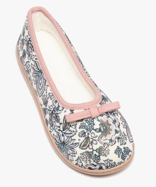Chaussons forme ballerine en toile à motifs fleuris femme vue5 - GEMO 4G FEMME - GEMO
