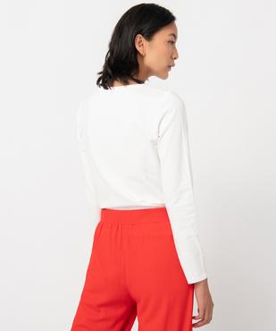 Tee-shirt femme à manches longues en coton extensible vue3 - GEMO(FEMME PAP) - GEMO