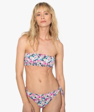 Haut de maillot de bain femme forme bandeau à motifs fleuris vue3 - GEMO (PLAGE) - GEMO