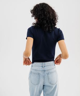 Tee-shirt manches courtes en coton stretch uni femme vue3 - GEMO(FEMME PAP) - GEMO