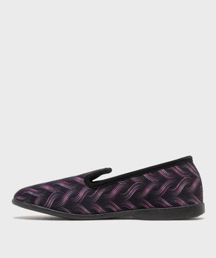 Chaussons pantoufles en velours ras imprimé femme vue3 - G'FLEX - GEMO