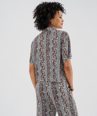 Chemise manches courtes coupe loose en viscose froissée et imprimée femme vue3 - GEMO 4G FEMME - GEMO