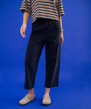 Pantalon barrel en coton stretch à taille élastiquée femme vue1 - GEMO(FEMME PAP) - GEMO