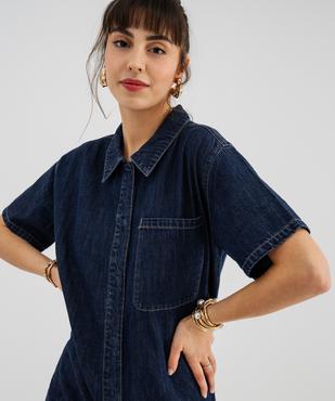 Combishort en jean manches courtes coupe loose femme vue2 - GEMO 4G FEMME - GEMO