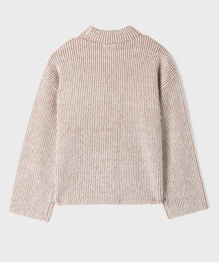 Pull loose en maille côtelée bicolore col cheminée fille vue4 - GEMO (JUNIOR) - GEMO