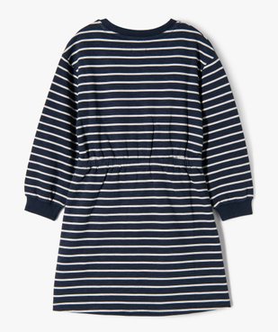 Robe sweat manches longues à rayures et taille élastique fille vue3 - GEMO (ENFANT) - GEMO