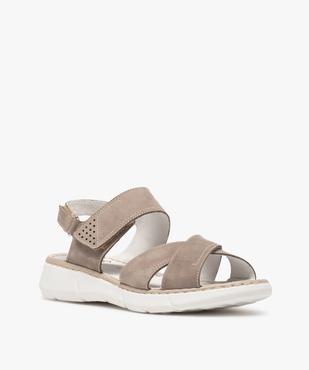 Sandales confort femme avec brides en cuir vue2 - GEMO (CONFORT) - GEMO