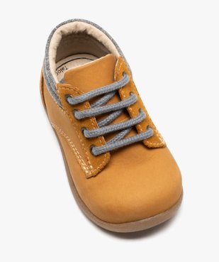 Chaussures premiers pas bébé garçon unies en cuir à col denim vue5 - GEMO(BEBE DEBT) - GEMO