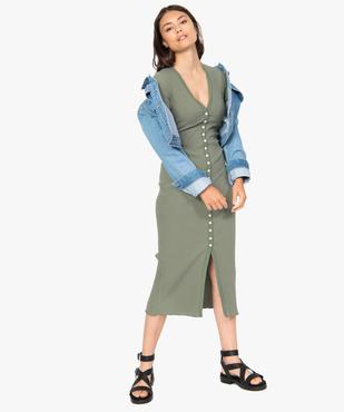 Robe chemise femme en maille côtelée et manches courtes vue5 - GEMO(FEMME PAP) - GEMO