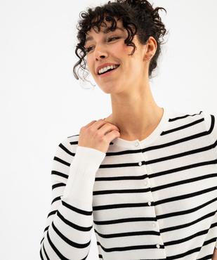 Gilet rayé en maille fine à boutons fantaisie femme vue2 - GEMO 4G FEMME - GEMO