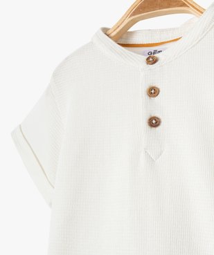 Tee-shirt bébé garçon à col tunisien en nid d'abeille vue2 - GEMO(BEBE DEBT) - GEMO