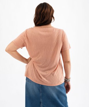 Tee-shirt manches courtes pailleté à col V femme grande taille vue3 - GEMO (G TAILLE) - GEMO