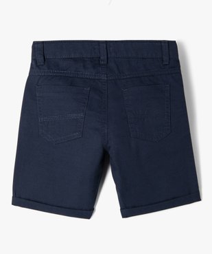 Bermuda garçon en coton twill uni à revers vue3 - GEMO 4G GARCON - GEMO