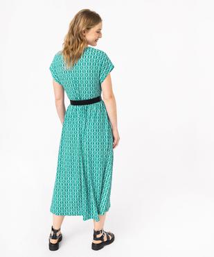 Robe longue taille empire en maille froissée extensible femme vue3 - GEMO 4G FEMME - GEMO