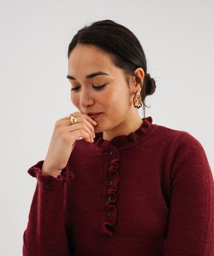 Pull droit à col victorien et finition roulottée femme vue2 - GEMO(FEMME PAP) - GEMO