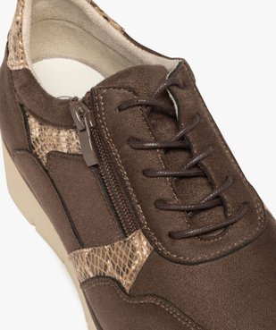 Baskets femme confort en suédine à semelle compensée avec zip et lacets  vue6 - G'FLEX GEMO FOR GOOD - GEMO