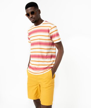 Tee-shirt à manches courtes et rayures fantaisie homme vue1 - GEMO 4G HOMME - GEMO
