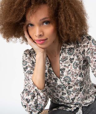 Blouse femme à motifs fleuris à nouer dans le bas vue6 - GEMO(FEMME PAP) - GEMO