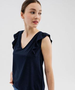 Tee-shirt sans manches pailleté et volanté femme vue4 - GEMO(FEMME PAP) - GEMO