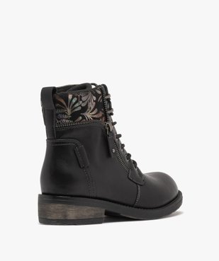 Boots femme à lacets avec col fantaisie et zip  vue5 - EMILIA ROSA - GEMO