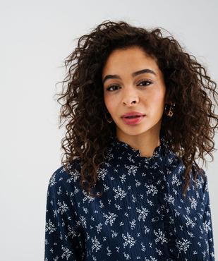 Chemise manches longues fleurie à col victorien femme vue2 - GEMO(FEMME PAP) - GEMO