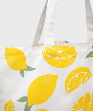 Tote bag en coton à motifs citrons vue3 - GEMO (ACCESS) - GEMO