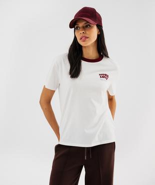 Tee-shirt manches courtes coupe oversize avec message femme vue1 - GEMO 4G FEMME - GEMO