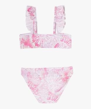 Maillot de bain 2 pièces tie-and-dye à bretelles volantées fille vue3 - GEMO 4G FILLE - GEMO