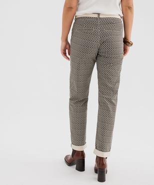 Pantalon carotte imprimé en coton stretch femme vue3 - GEMO(FEMME PAP) - GEMO