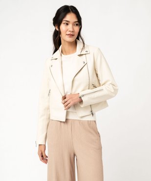 Blouson biker en synthétique imitation cuir femme vue2 - GEMO(FEMME PAP) - GEMO