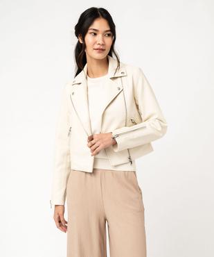 Blouson biker en synthétique imitation cuir femme vue2 - GEMO(FEMME PAP) - GEMO