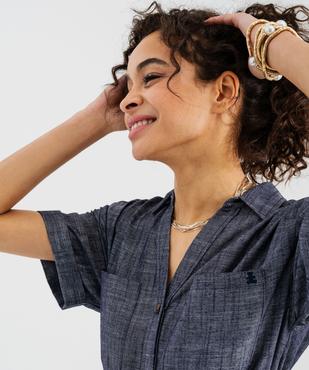 Robe longue chemise à manches courtes femme - LuluCastagnette vue2 - LULUCASTAGNETTE - GEMO