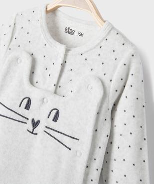 Pyjama en velours ouvert devant motif chat et pois bébé vue2 - GEMO 4G BEBE - GEMO