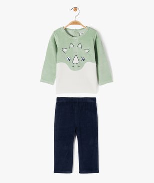 Pyjama 2 pièces en velours avec motif animal bébé garçon vue1 - GEMO(BB COUCHE) - GEMO