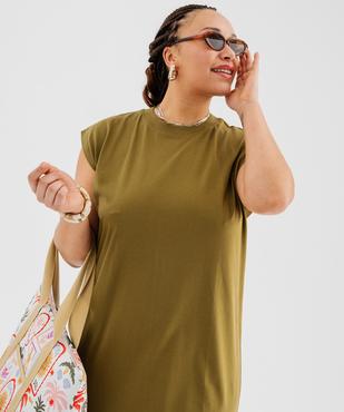 Robe tee-shirt longue en jersey de coton femme grande taille vue2 - GEMO 4G GT - GEMO