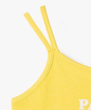 Débardeur à fines bretelles en maille côtelée avec message fille vue3 - GEMO 4G FILLE - GEMO