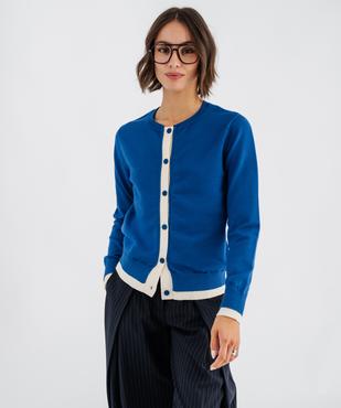 Gilet boutonné col rond femme vue1 - GEMO 4G FEMME - GEMO