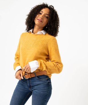 Pull en maille ajourée avec boutons décoratifs femme vue2 - GEMO 4G FEMME - GEMO