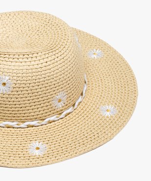 Chapeau de paille forme capeline à paillettes et fleurs fille vue3 - GEMO (ENFANT) - GEMO